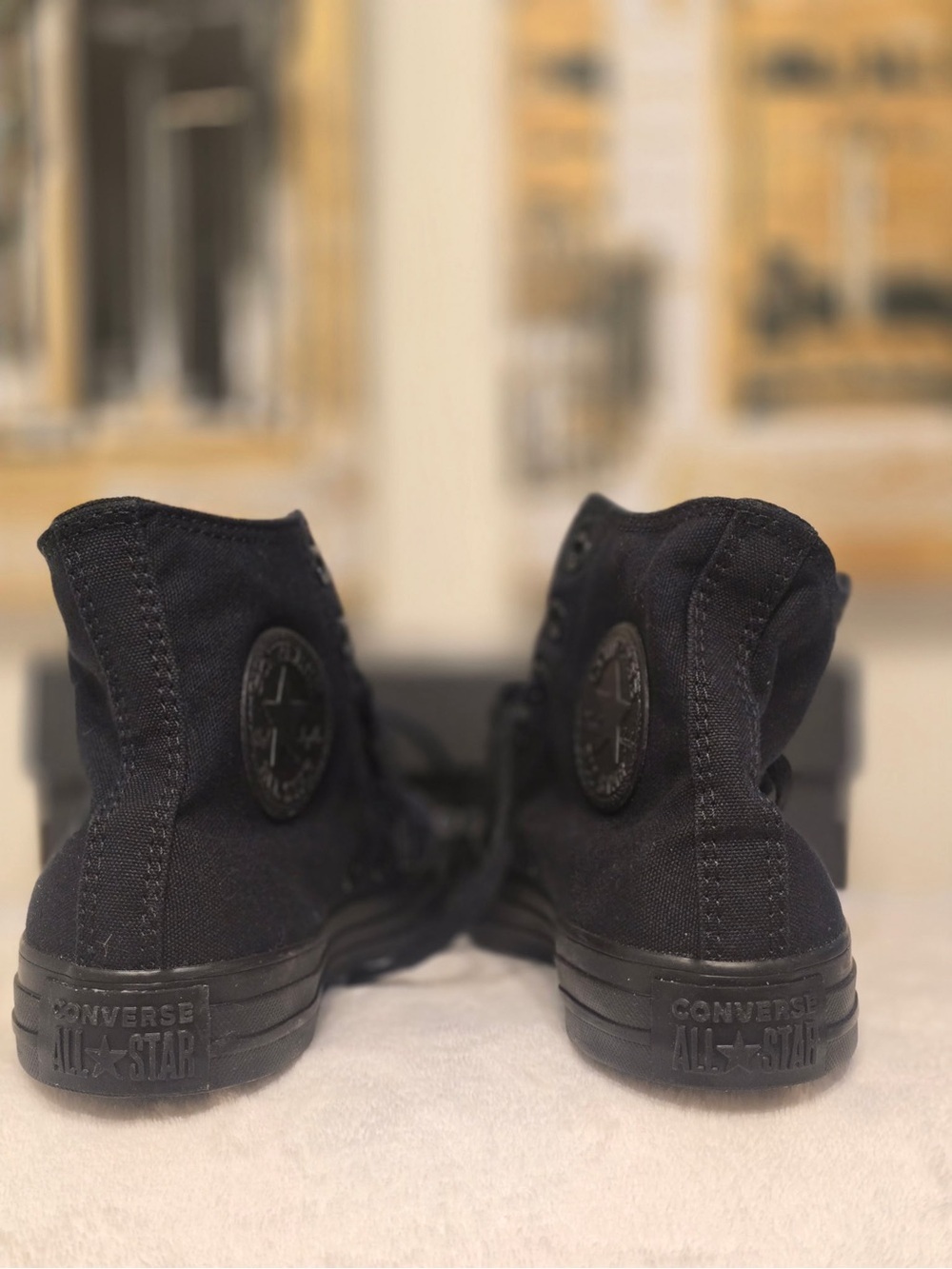 All-Black High Top Canvas Sneakers Monochrome Mens 5.5 Women’s 7.5 NIB - Picture 3 of 6